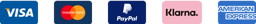Visa, Mastercard, Paypal, Klarna, American Express